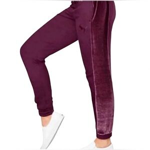 PINK Victoria's Secret  Burgandy Velour Side Trim Joggers S